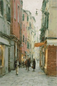 Dimitri Danish Handsigned & Numbered Limited Edition Embellished Giclee on Canvas:"Afternoon Stroll"