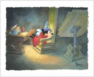 Toby Bluth Handsigned and Numbered Limited Edition Hand Deckled Giclee on Paper:"The Boss's Hat"