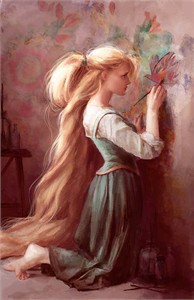 Claire Keane Signed and Numbered Hand-Textured Gicl�e on Canvas: "Rapunzel"