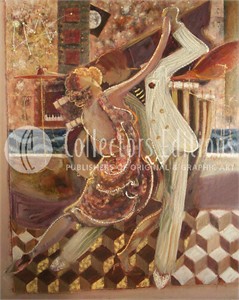 Sabzi Limited Edition Embellished Serigraph on Canvas :"Tango II "