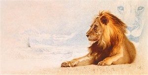 Mike Kupa Handsigned and Numbered Limited Edition Giclee on Canvas: "The Great Lion/Narnia "