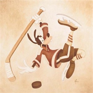 Mike Kupa Handsigned and Numbered Limited Edition Giclee on Canvas: "Sports Series - Cross Check"