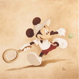 Mike Kupa Handsigned and Numbered Limited Edition Giclee on Canvas: "Sports Series -  Cross Court"