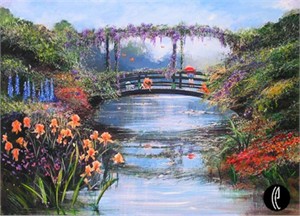 Peter & Harrison Ellenshaw Handsigned and Numbered Limited Edition Embellished Giclee on Canvas: "Pooh Sticks"