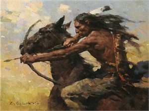 Z.S. Liang Hand Signed and Numbered Limited Edition Gallery Wrap Canvas Giclee:"Hot Chase"