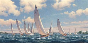 John Barber Handsigned and Numbered Limited Edition Giclee on Canvas: "Reaching for the Finish"