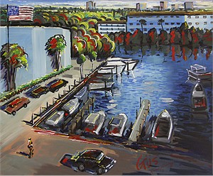 Gaspar Cunha Open Edition Giclee on Canvas:"Boats Parking & Marina"