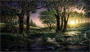 Terry Redlin Handsigned & Numbered Open Edition Print:"Morning on the Greens "