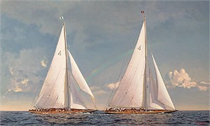 Michael Keane Handsigned and Numbered Limited Edition Giclee on Paper:"Shamrock and Endeavour "