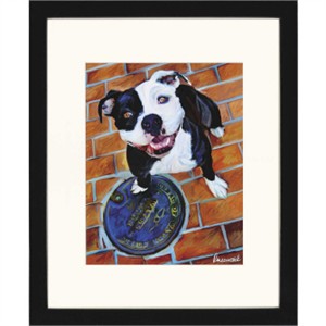 Malanta Knowles Designer Framed Print: "Happy Staffie"