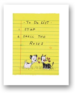 Patrick McDonnell Handsigned and Numbered Limited Edition Lithograph on Paper: "To Do List � Stop and Smell the Roses"