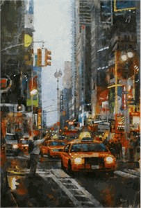 Mark Lague Handsigned and Numbered Limited Edition Giclee on Canvas:"Hailing a Cab"
