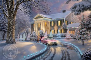 Thomas Kinkade Signed and Numbered  Limited Edition Print and Hand Embellished Canvas:"Graceland� Christmas" 
