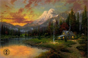 Thomas Kinkade Signed and Numbered Limited Edition Print and Hand Embellished Canvas: "Evening Majesty"