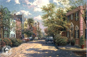 Thomas Kinkade Signed and Numbered Limited Edition Canvas:"Rainbow Row, Charleston"