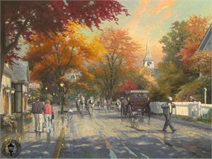 Thomas Kinkade Signed and Numbered Limited Edition Print and Hand Embellished Canvas: "Autumn on Mackinac Island"