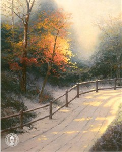 Thomas Kinkade Signed and Numbered Limited Edition Hand Embellished Canvas: "First Snow"