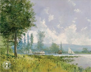 Thomas Kinkade Countersigned  Robert Girrard Limited Edition Canvas: "Sailing Day" 