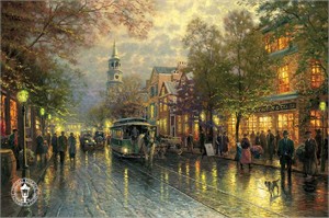 Thomas Kinkade Signed and Numbered Limited Edition Print and Hand Embellished Canvas:"Evening on the Avenue"