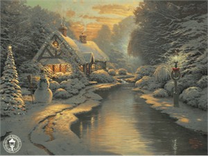 Thomas Kinkade Signed and Numbered Limited Edition Print and Hand Embellished Canvas:"Christmas Evening"