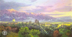 Thomas Kinkade Signed and Numbered Limited Edition Print and Hand Embellished Canvas: "Salt Lake,  City of Lights"