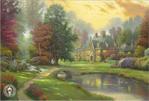 Thomas Kinkade Signed and Numbered Limited Edition Hand Embellished Canvas:"Lakeside Manor"