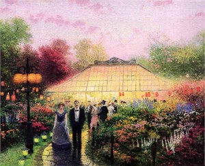 Thomas Kinkade Open Edition Framed Classic Canvas:"The Garden Party "