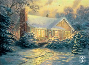 Thomas Kinkade Signed and Numbered Limited Edition Embellished Canvas:"Christmas Cottage"