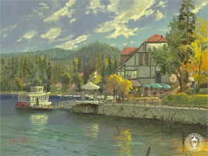 Thomas Kinkade Signed and Numbered Limited Edition Hand Embellished  Canvas: " Lake Arrowhead" 