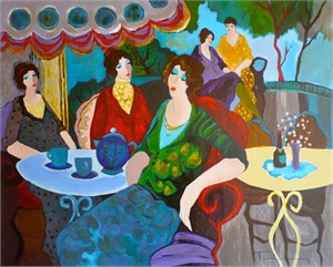 Itzchak Tarkay Hand Signed and Numbered Serigraph:"Morning Tea"