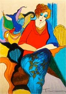 Itzchak Tarkay Hand Signed and Numbered Serigraph:"Waiting"
