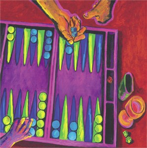 Consuelo Gamboa Limited Edition Canvas Giclee:"Backgammon"