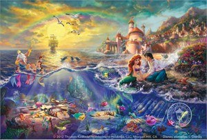 Thomas Kinkade Signed and Numbered Limited Edition Fine Art Print and Hand-Embellished with Painted Accents Giclee Canvas :"Disney's Little Mermaid"