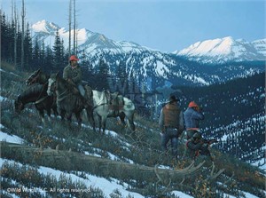 Michael Sieve Original Oil Painting:"Cabin Creek Opener-Hunters"