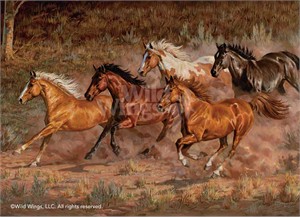 Chris Cummings Framed Studio Canvas Open Edition:"Downhill Run-Horses Canvas"